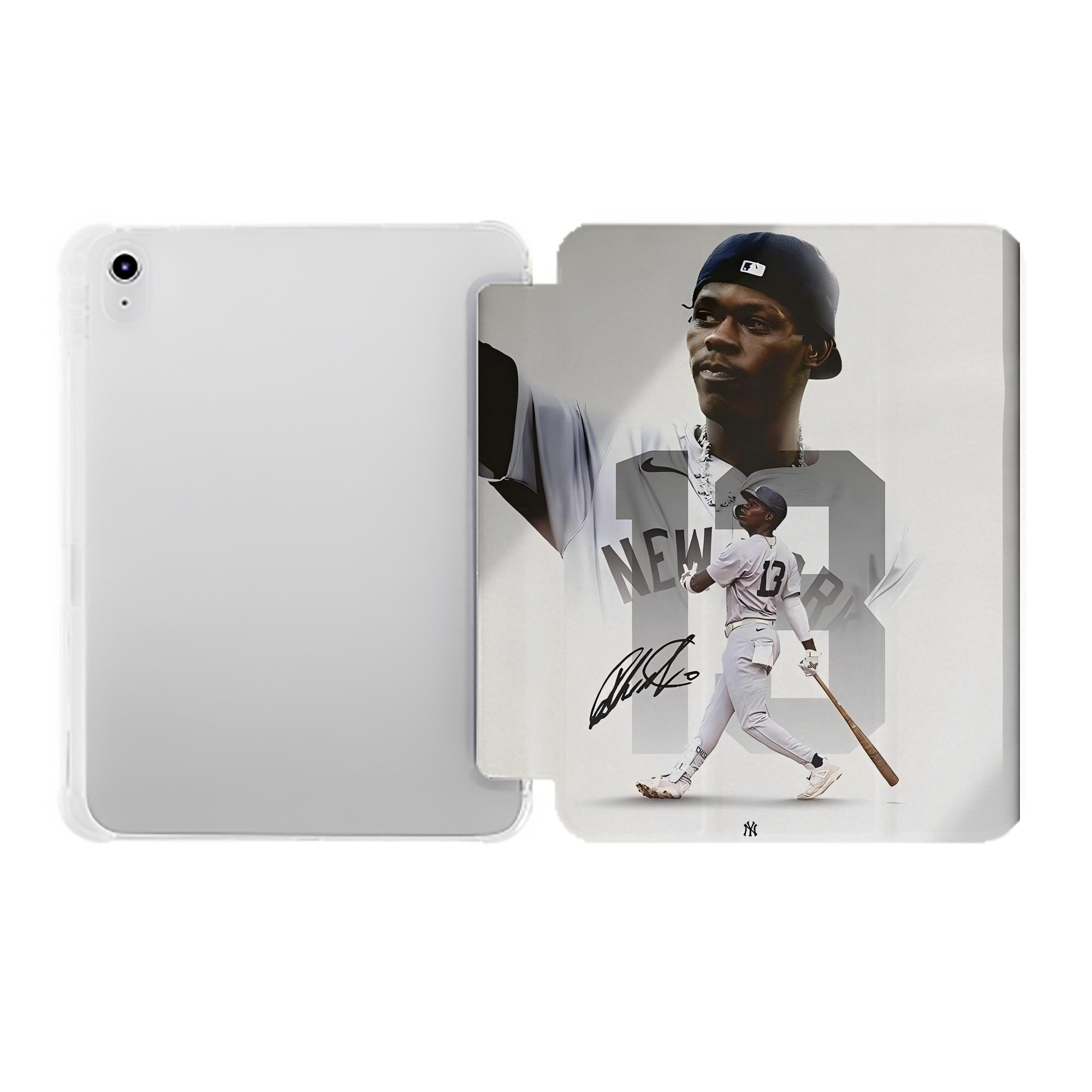 Jazz Chisholm Jr. 50 Premium Tri-Fold PU Leather & Silicone IPad Case With Pencil Slot – Fits 9.5,10.5,10.9 – Adjustable Stand, Slim, Protective